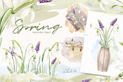 Spring Snowdrop and Muscari Clip Art, an Illustration by Julia M. Watercolor (Thumbnail 1 of 12)