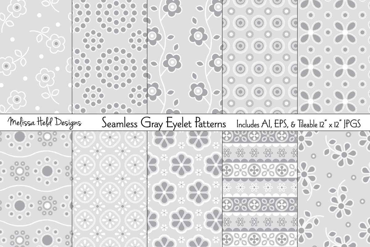 Seamless Gray Eyelet Patterns