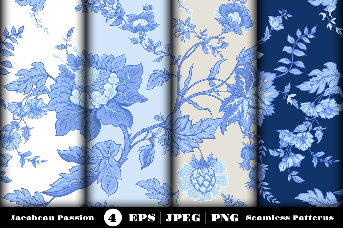 Jacobean Passion Seamless Patterns, a Pattern Graphic by Elen-Lane (Photo 1 of 5)