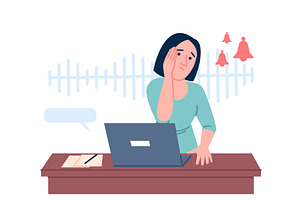 Girl scared work. Young woman, a Person Illustration by LadadikArt