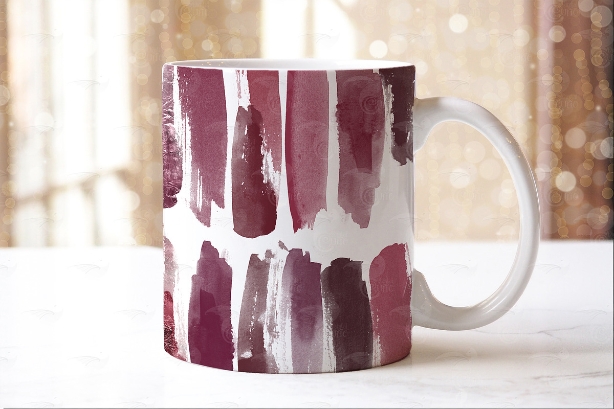 Burgundy Watercolor Brush Strokes, an Illustration by Digital Curio
