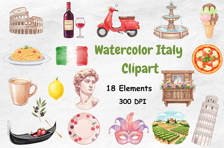 Watercolor Italy Clipart