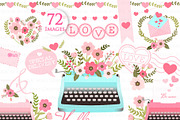 Love Typewriter Pink and Light Blue, an Illustration by Mia's Graphic Design (Thumbnail 3 of 9)