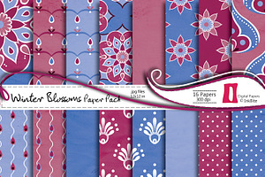 Winter Blossoms Digital Paper Pack