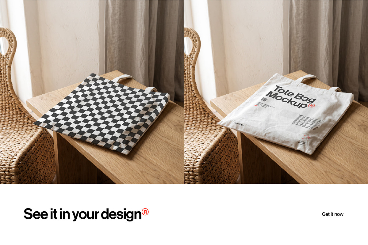 Rattan Poster & Tote Bag Mockup, a Packaging Mockup by Usethis Mockup (Photo 8 of 8)