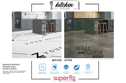 Floor&Wall Kitchen Scene Mockup S234