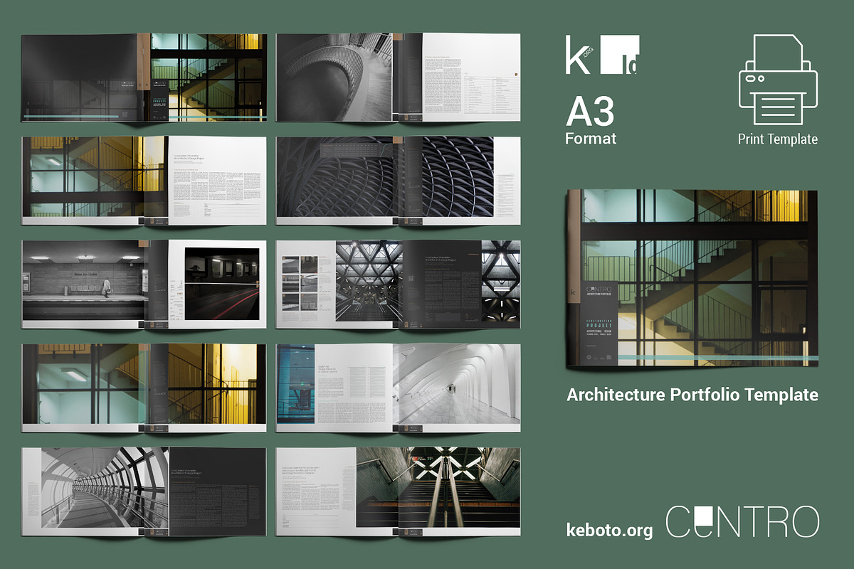 CeNTRO Architecture Portfolio A3, a Print Template by Keboto