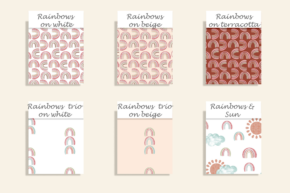 Hand-Drawn Boho Rainbow Patterns Set, a Pattern Graphic by Oksana Dovhopol Art (Photo 10 of 32)