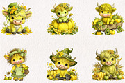 Fall Highland Cow Watercolor Clipart, a Seasonal Illustration by CreationArt (Thumbnail 5 of 5)