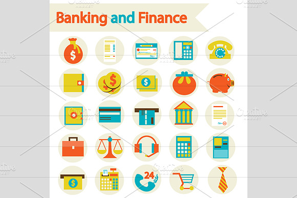 Banking And Finance Set Icons