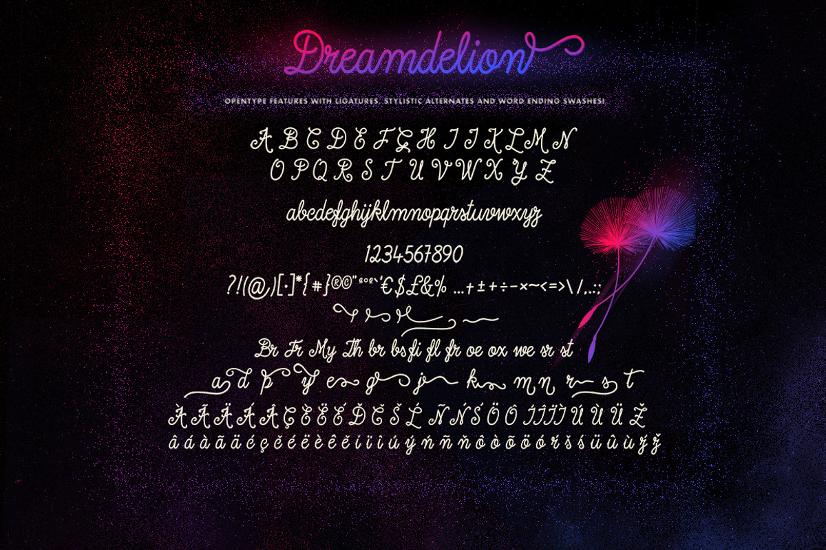 Dreamdelion Font Script, a Script Font by BMACHINA Labs. (Photo 12 of 12)