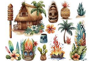 Tiki Tiki Hut Clipart Collection