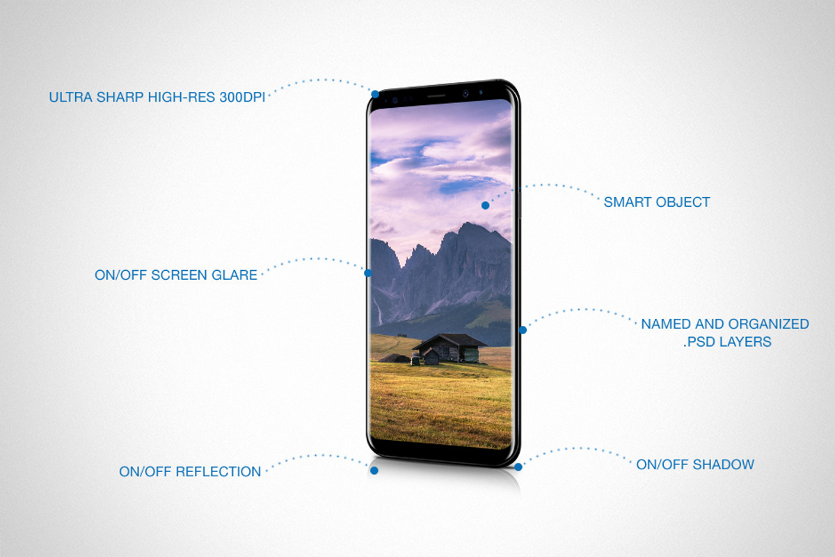 Samsung Galaxy S8 Android Mockups, an iPhone Mockup by RadekBroz (Photo 4 of 7)