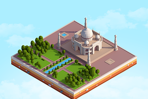 Cartoon Low Poly Taj Mahal Landmark