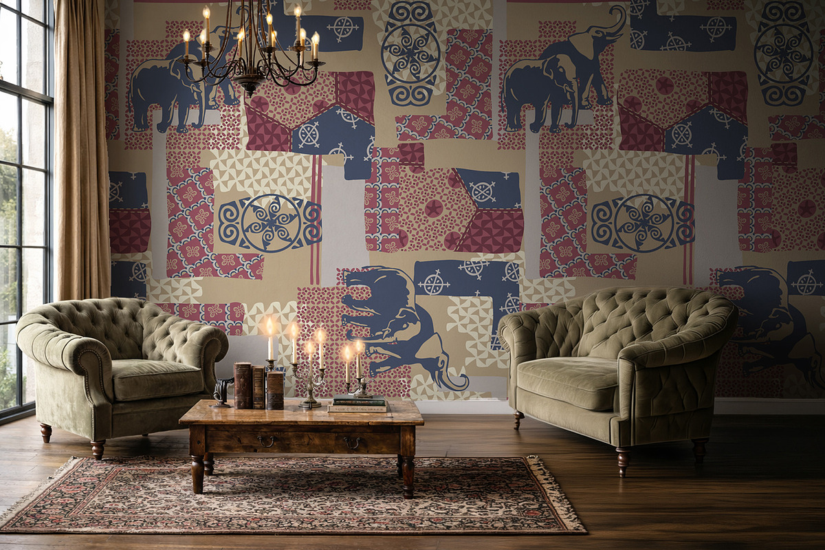 Tribal Elephant Patchwork Pattern, a Pattern Graphic by StudioGlouna (Photo 4 of 5)