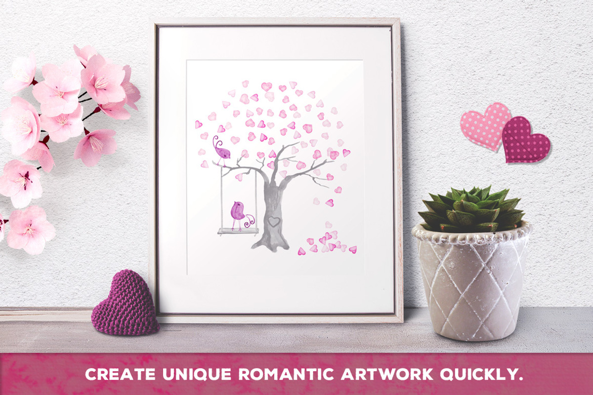 Cute Valentine Watercolor Brush Set preview 6
