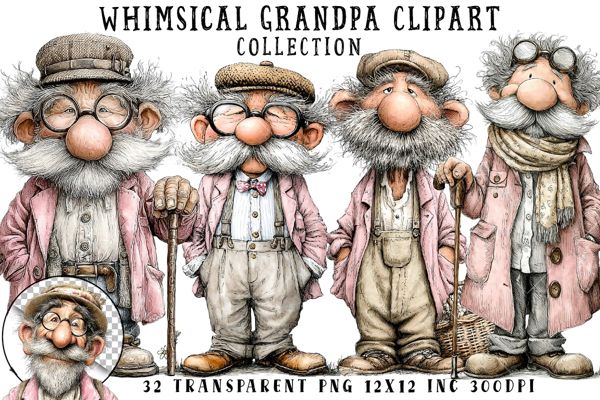 Whimsical Grandpa Clipart, an Illustration by OK Design (Photo 1 of 6)
