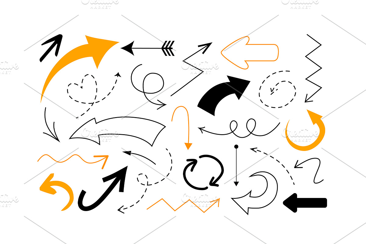 Collection of hand drawn arrows, a Decorative Illustration by Elen_Art
