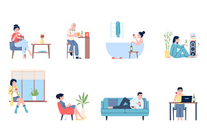 People relax and drink at home. Men, a Food Illustration by LadadikArt