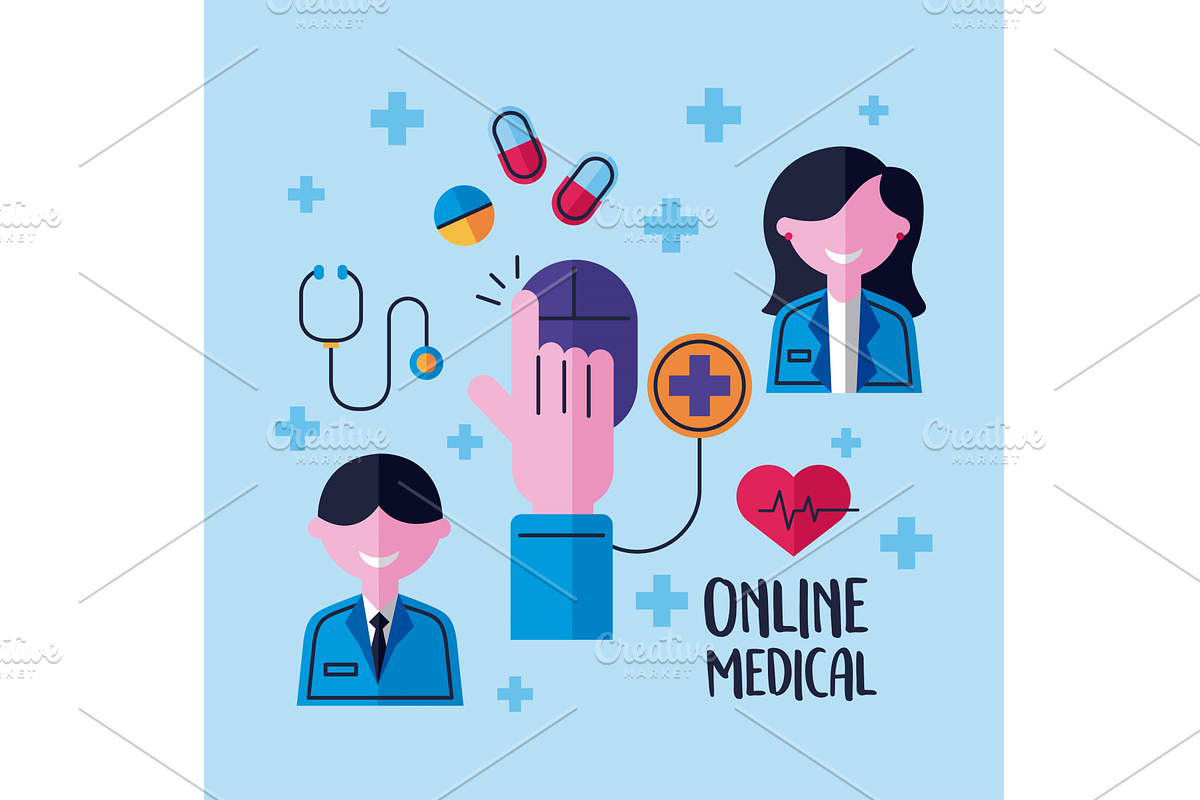 mouse with online medical, a Healthcare Illustration by studiogstock