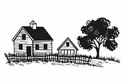 Farmhouse scene silhouette vector, an Icon by Amazin_art (Thumbnail 13 of 13)