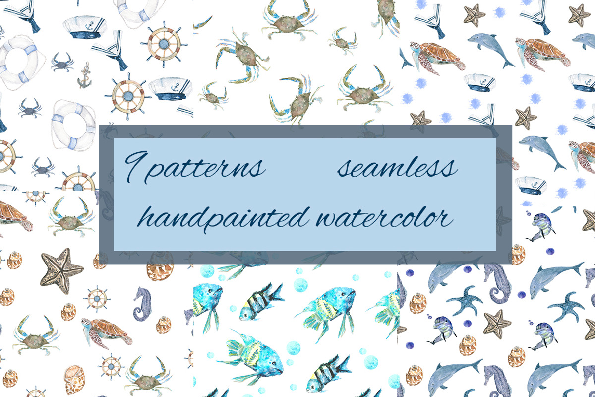 Sea set  watercolor, an Animal Illustration by JuliaFast (Photo 4 of 4)