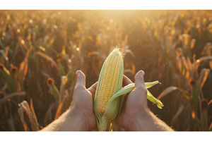 Hands holding fresh yellow corn cob, a Nature Photo by Igor Tichonow