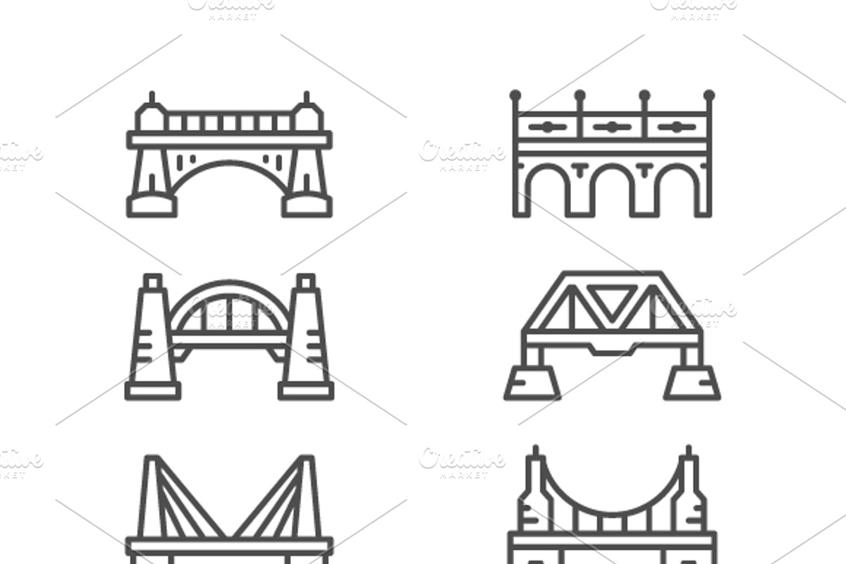 Set line icons of bridges, an Outline Icon by motorama (Photo 1 of 2)