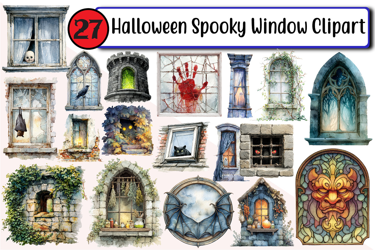 Halloween Spooky Window Clipart, an Illustration by Design Market (Photo 1 of 3)