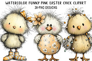 Funny Pink Easter Chick Clipart, an Illustration by Daily.Designs (Thumbnail 1 of 8)