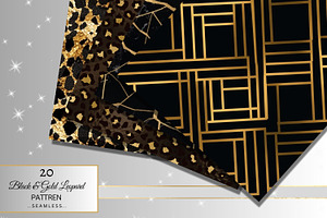 Black & Gold Leopard Glitter Paper