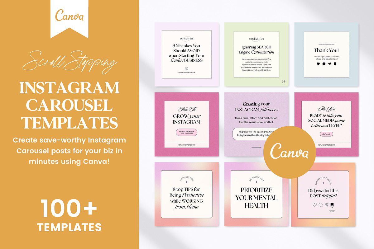 Instagram Carousel Templates Canva, a Social Media Template by Fallon Gerst (Photo 1 of 19)