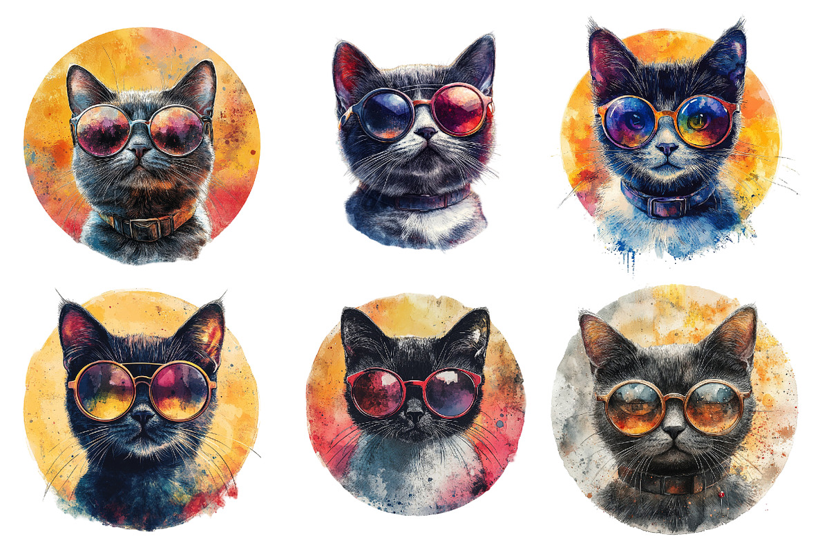 Retro Summer Cat Glasses PNG, an Illustration by SinaCreation (Photo 3 of 5)