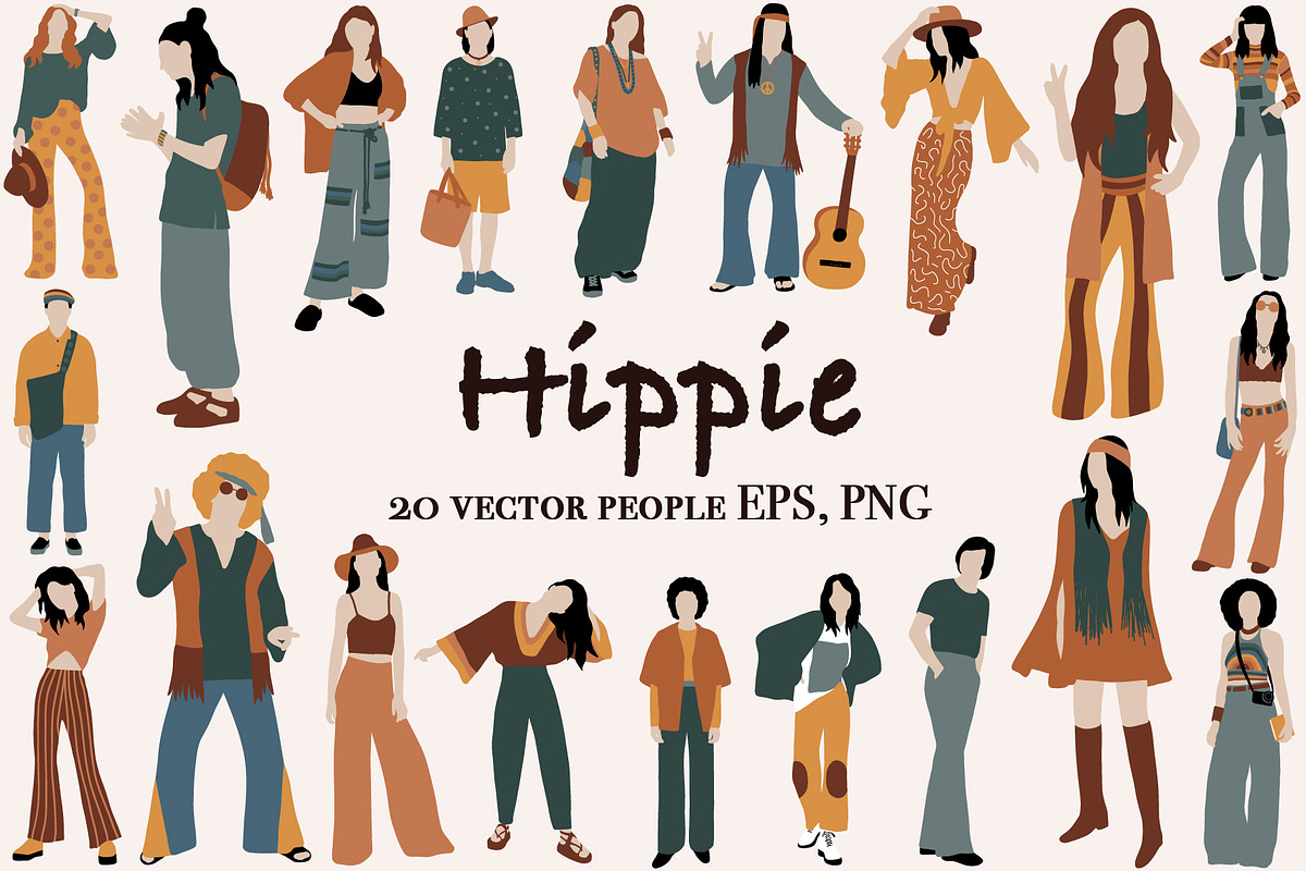 Abstract Hippie clipart, a Person Illustration by ApetekMarket (Photo 1 of 8)