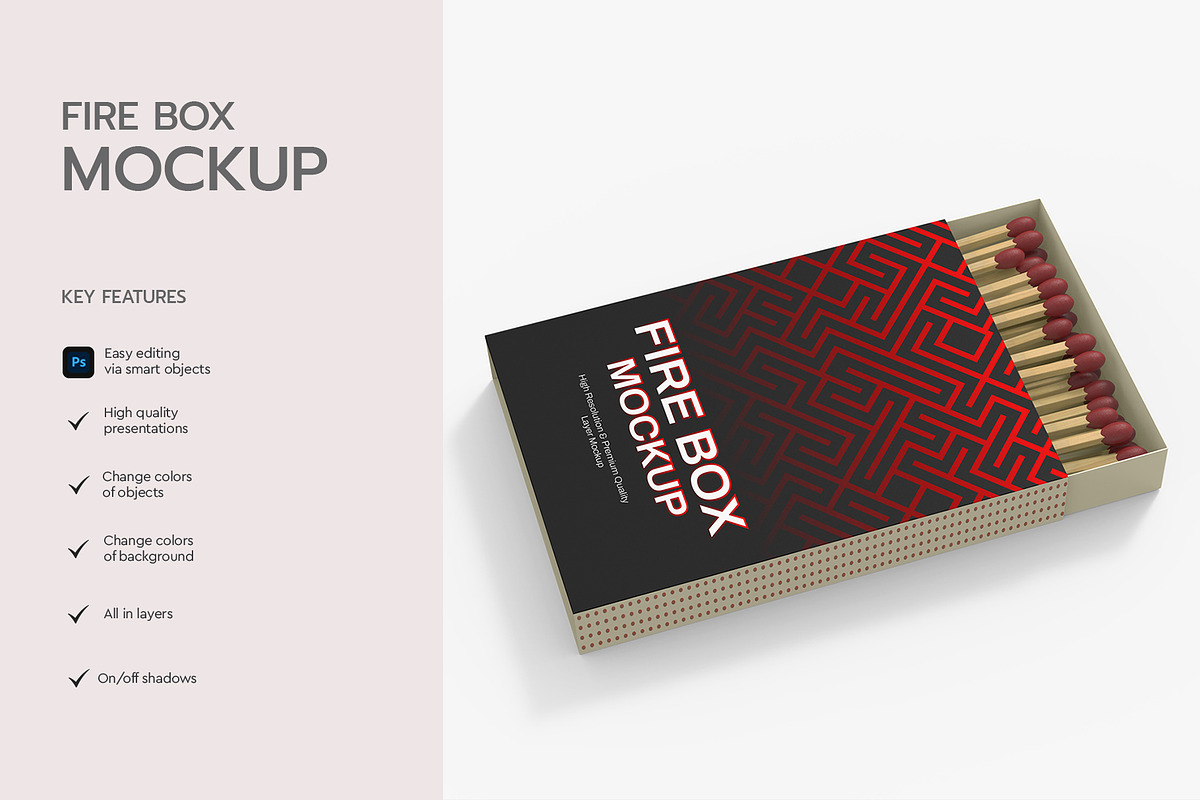 Fire Match Box Mockup Template, a Product Mockup by graphypix (Photo 2 of 4)