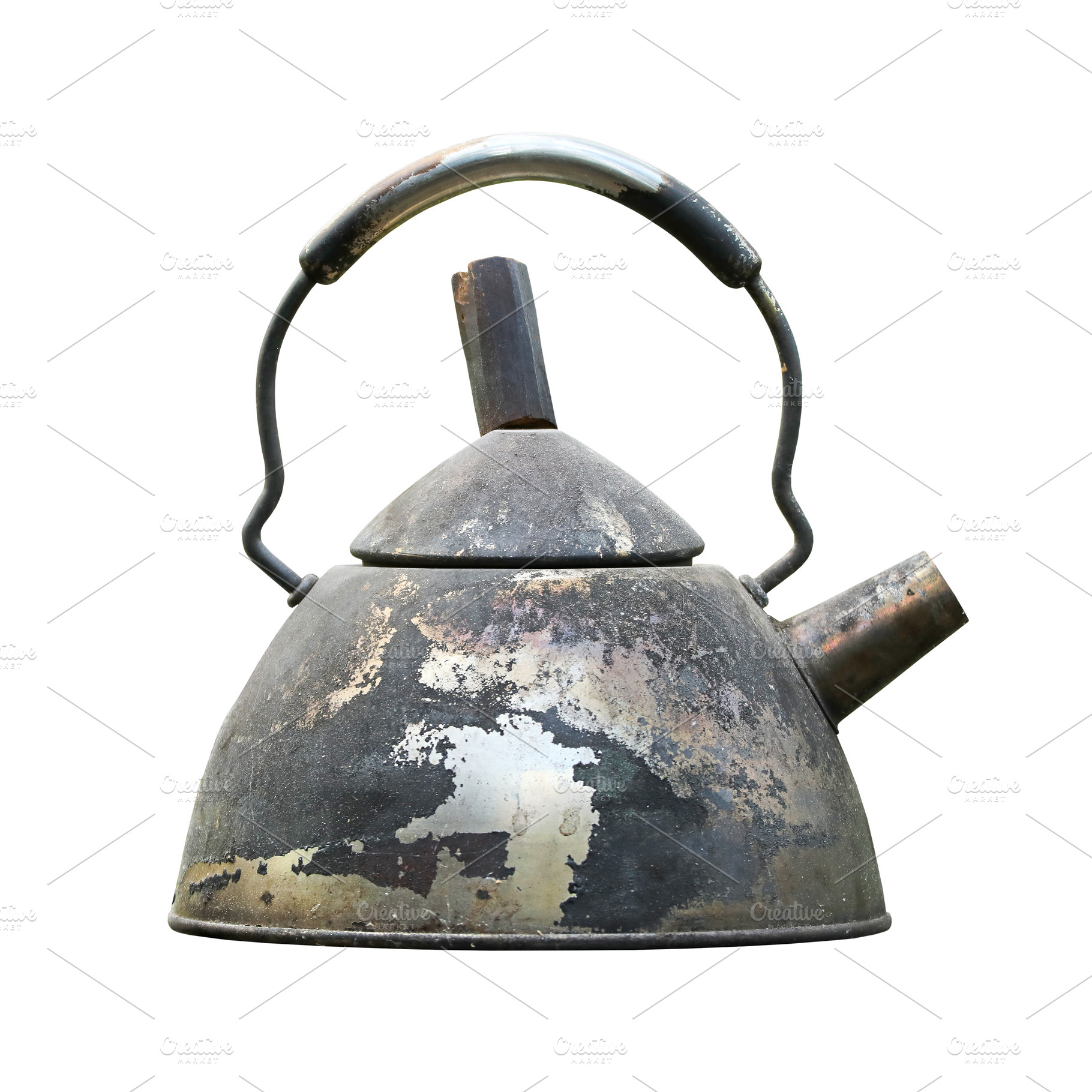 Old dirty teapot isolated on white, a Food & Drink Photo by BOOCYS