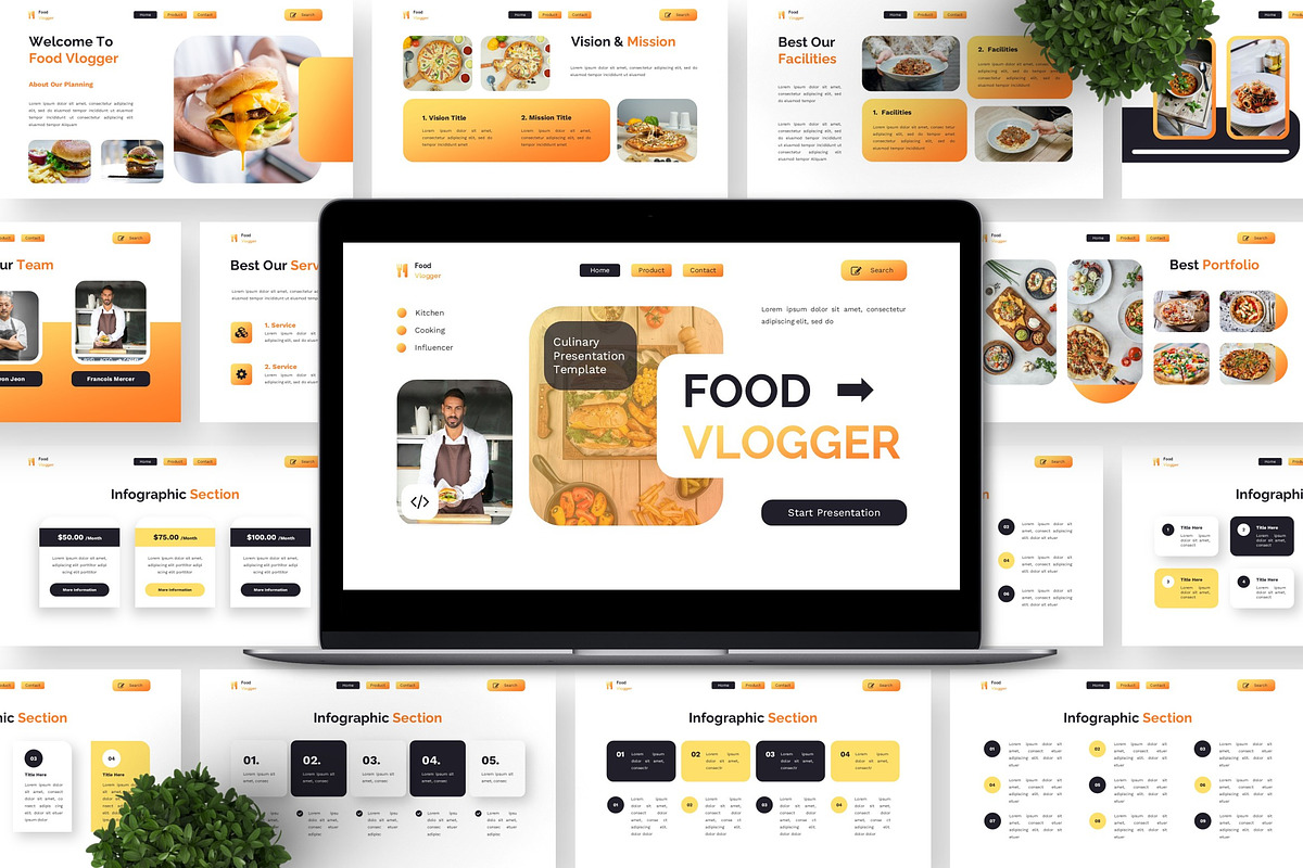 Food Vlogger - Culinary Powerpoint, a Presentation Template by Deepslide Studio (Photo 4 of 6)