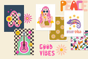 Retro Groovy Hippie Bundle, an Object Graphic by Sofico (Thumbnail 18 of 35)