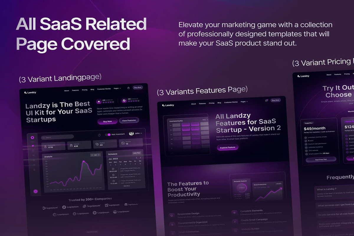 Landzy - SaaS Landing page UI Kit, an UI Kit Template by Creative Perspective (Photo 3 of 8)