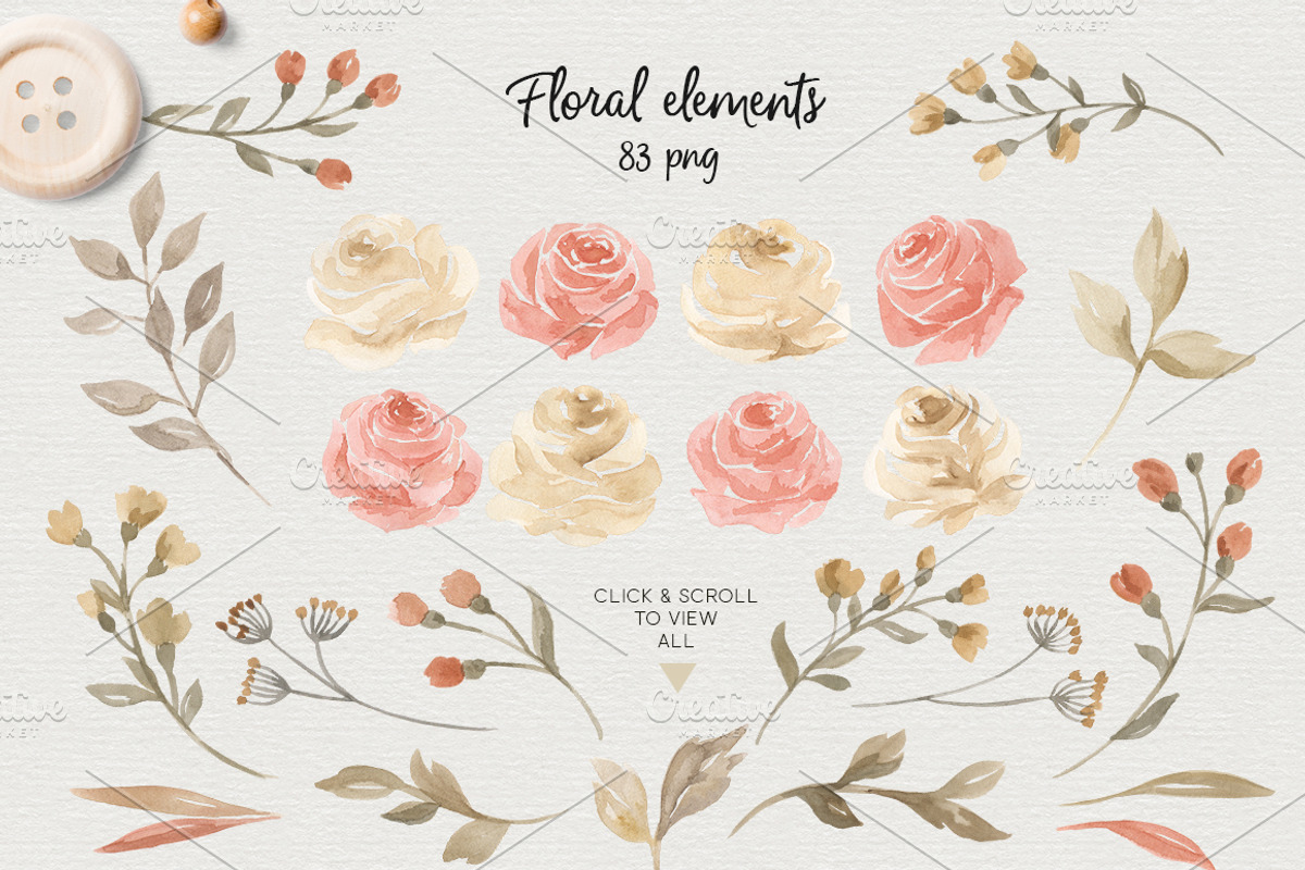 Roses Story Design Kit watercolor, a Texture Illustration by NataliVA (Photo 3 of 10)