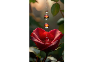 Close-up of a red rose with water, an Illustration by tilialucida