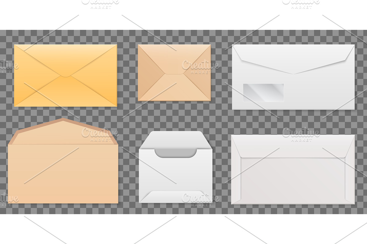Postal envelopes in different colors, an Object Illustration by Vectorbuum
