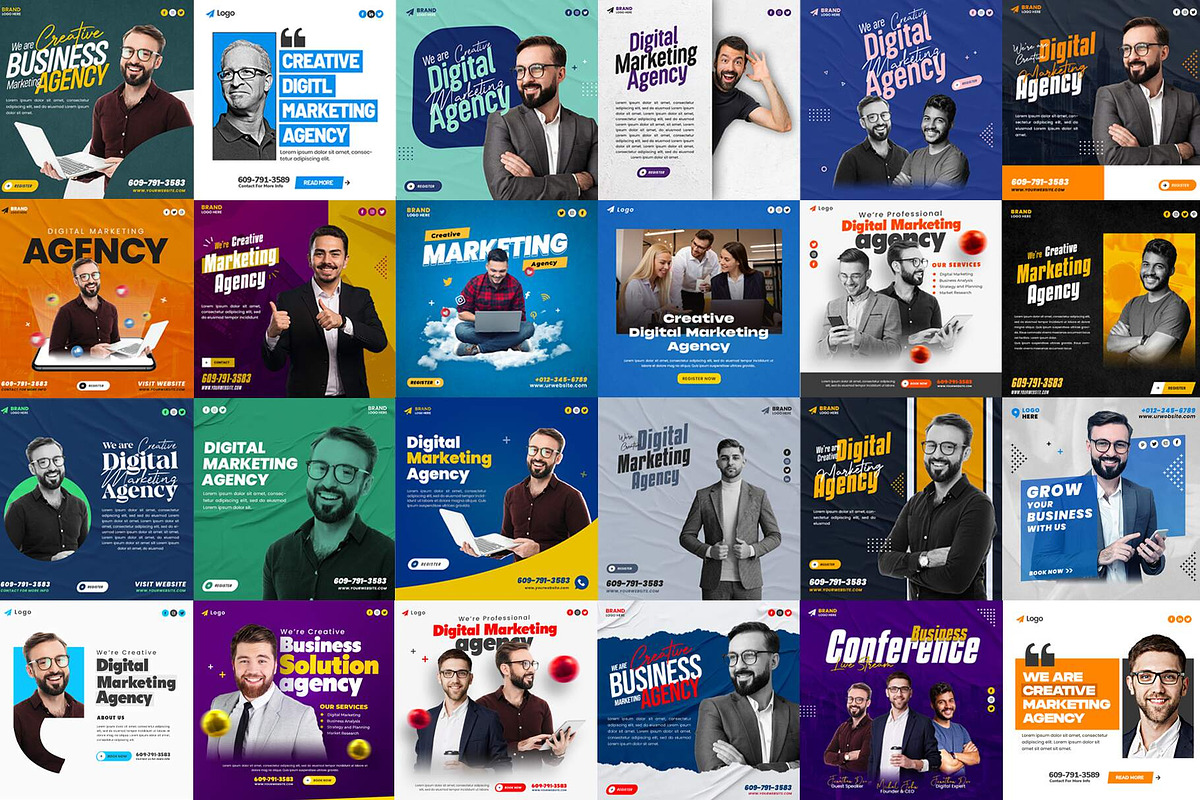 50 Marketing Agency Posts Bundle, a Social Media Template by Saman Osama (Photo 8 of 8)