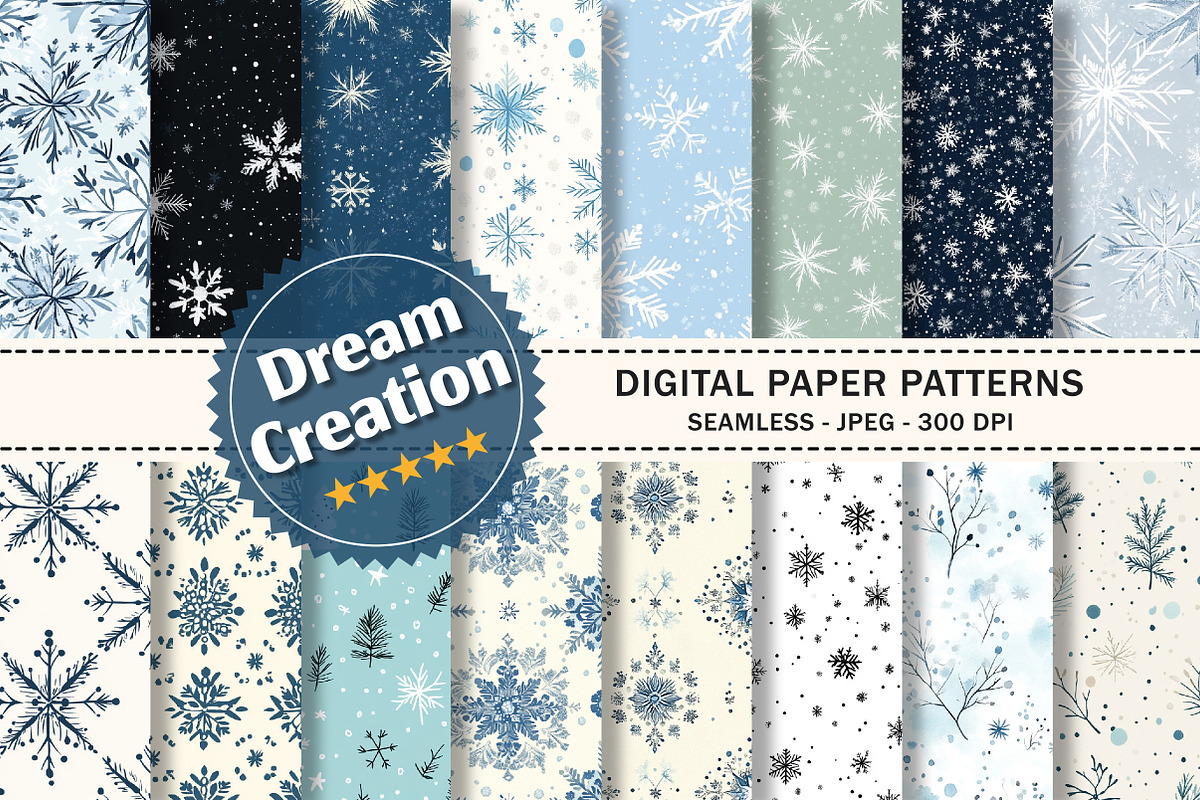 Winter Snowflake Seamless Textures, a Texture Graphic by Dream Creation (Photo 1 of 7)