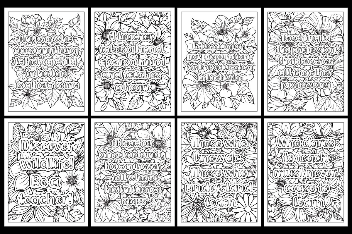 Teacher Quotes Coloring Pages, an Illustration by protabsorkar11 (Photo 2 of 3)