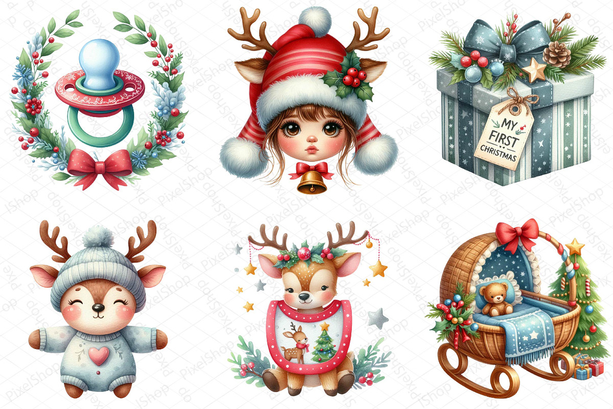 Babys 1st Christmas Festive Clipart, an Illustration by DreamPrint404 (Photo 4 of 6)