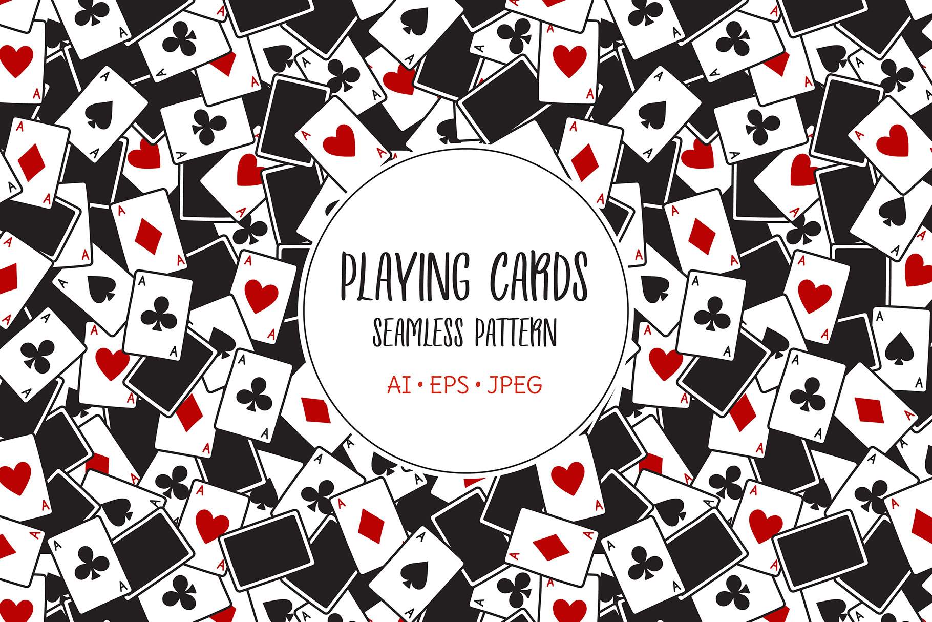 Playing cards seamless pattern, an Illustration by Cmeree