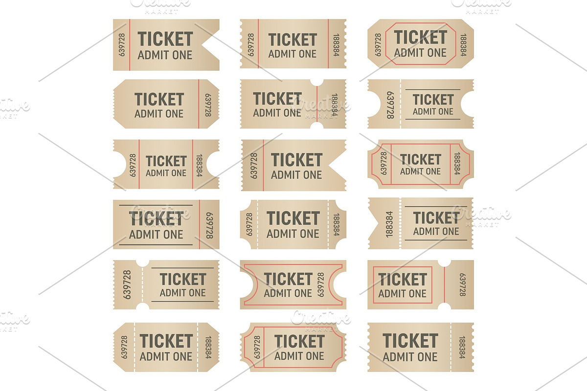 Blank shapes of tickets, template., a Work Illustration by HAPPY VECTOR