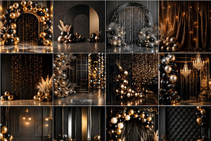 Luxury Black & Gold Digital Backdrop