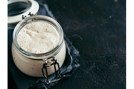 Wheat sourdough starter, copy space, a Food & Drink Photo by Fascinadora